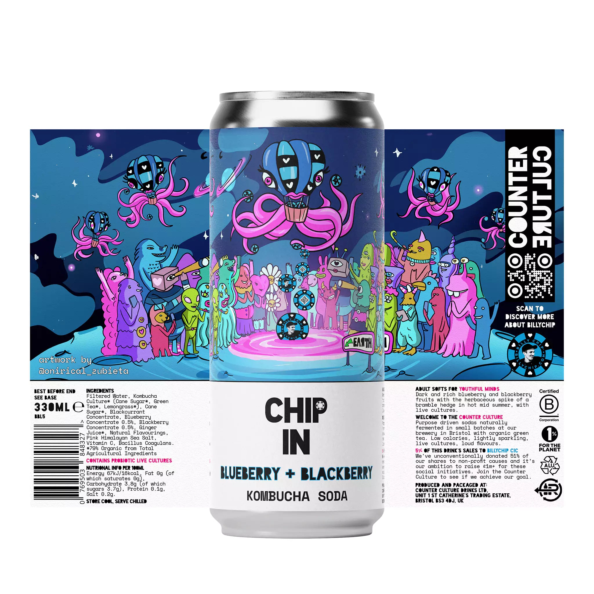 Blueberry + Blackberry Kombucha Soda // Chip In
