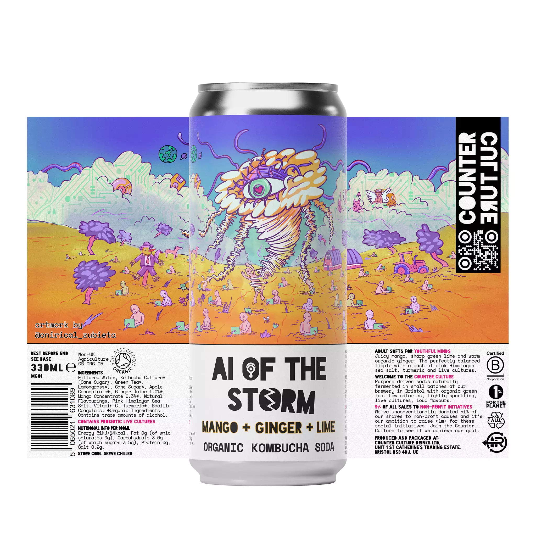 Mango + Ginger + Lime Organic Kombucha Soda // AI of the Storm