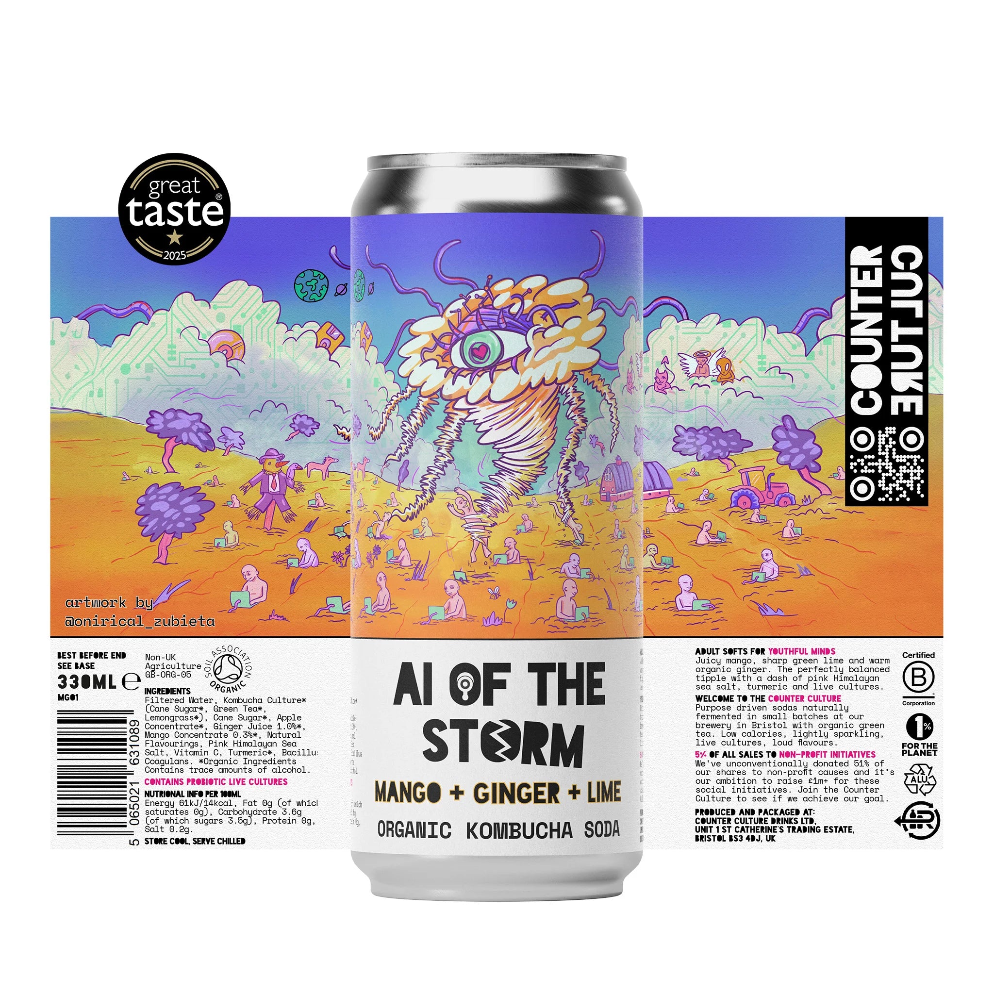 Mango + Ginger + Lime Organic Kombucha Soda // AI of the Storm