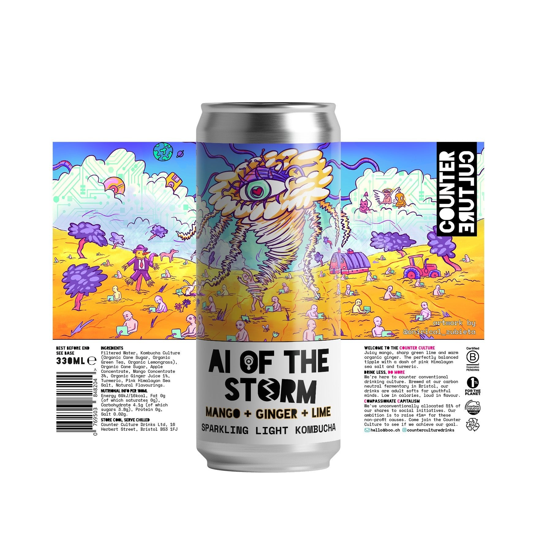 Counter Culture Drinks - AI of the Storm // Mango + Ginger + Lime can in front of label