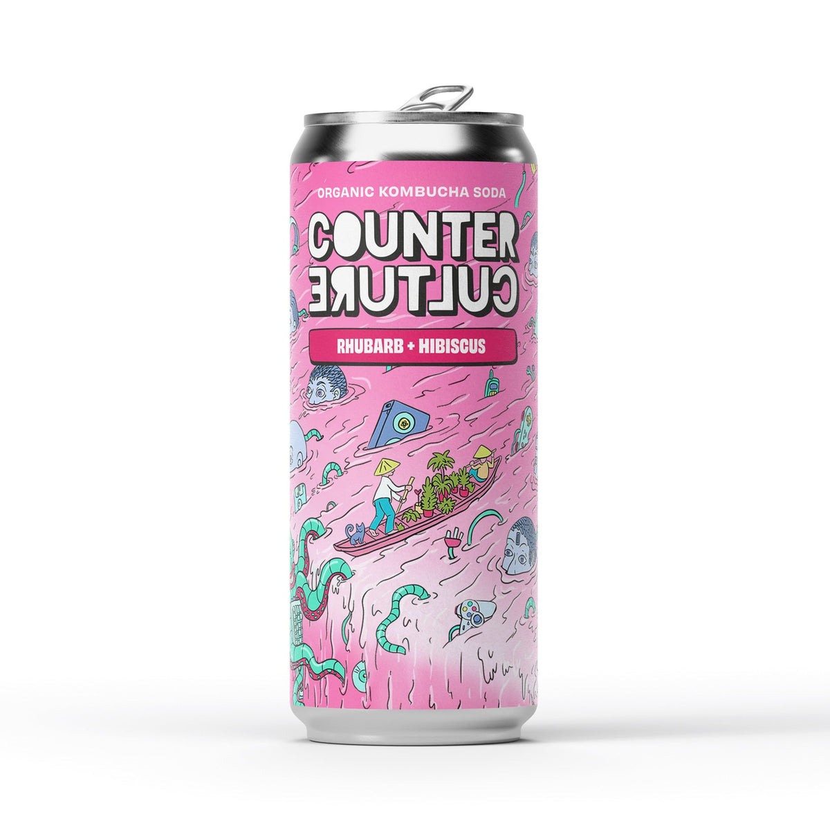 12 x Rhubarb + Hibiscus Organic Kombucha Soda 330ml