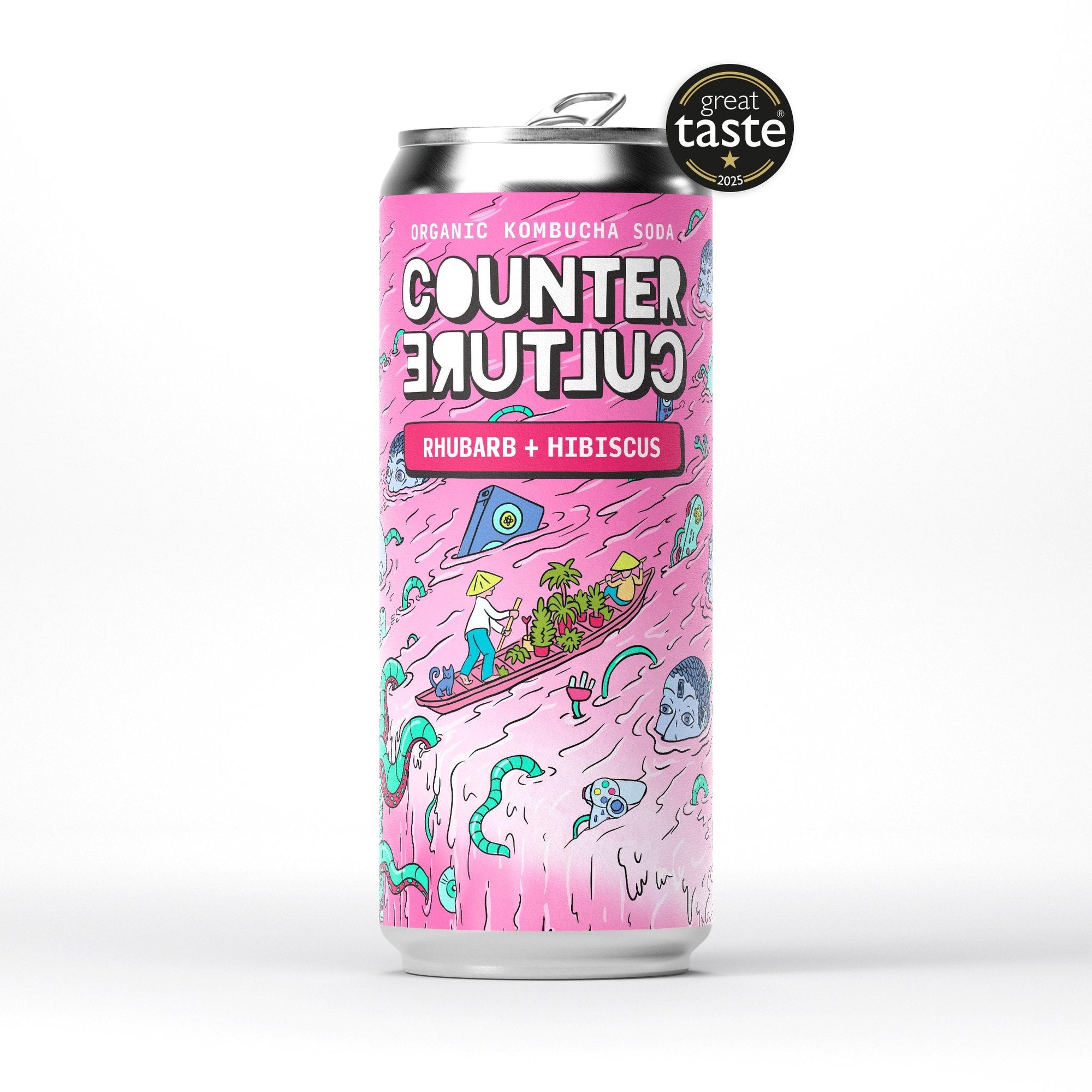 12 x Rhubarb + Hibiscus Organic Kombucha Soda 330ml