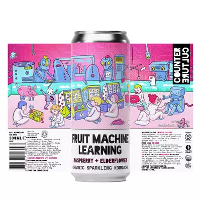 Raspberry + Elderflower Kombucha by Counter Culture Kombucha UK