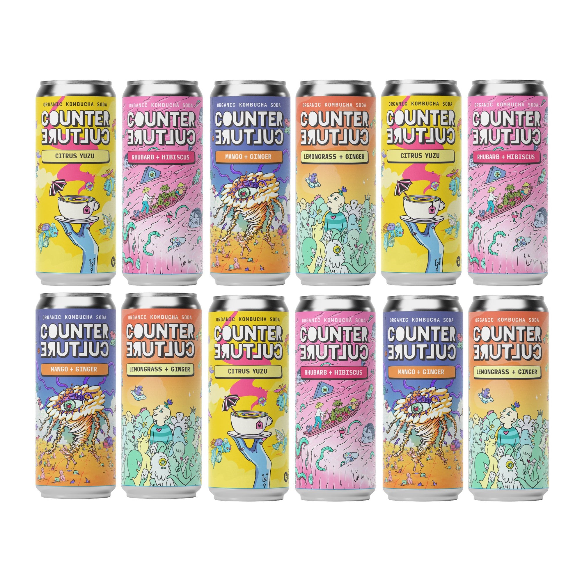 12 x Mixed Case Organic Kombucha Soda 330ml