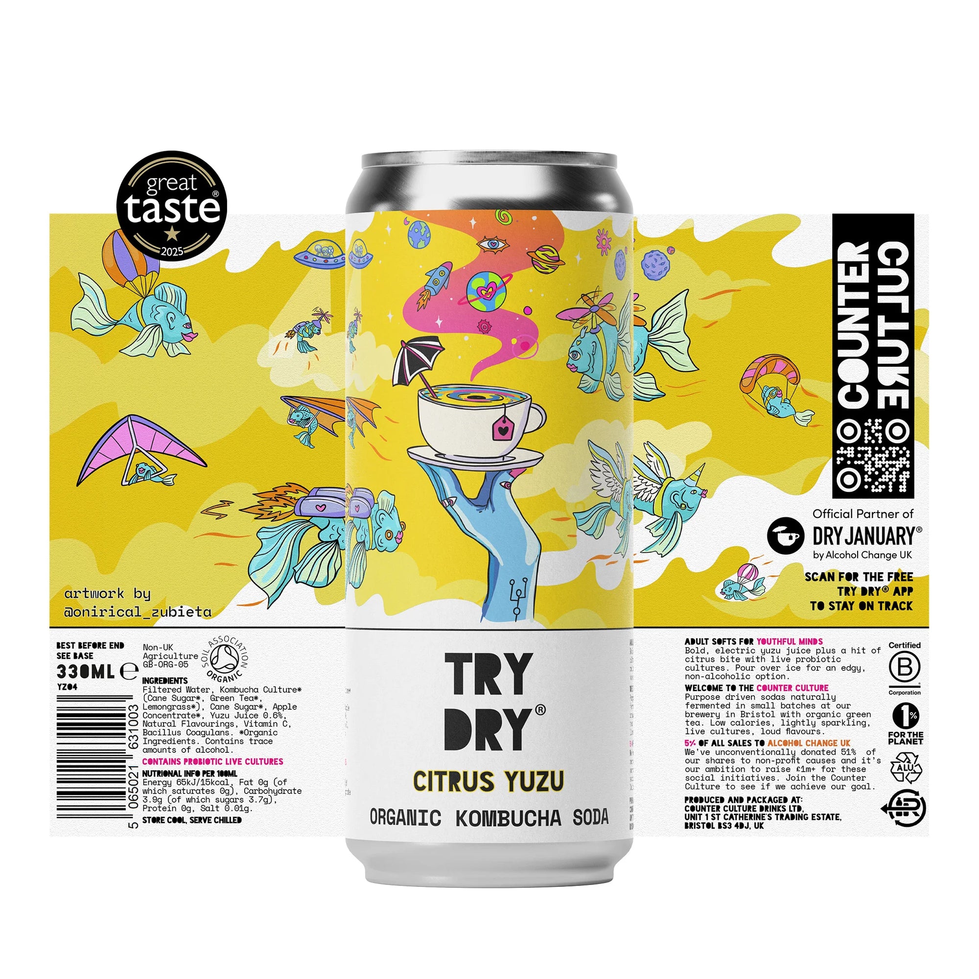 Citrus Yuzu Organic Kombucha Soda // Try Dry®