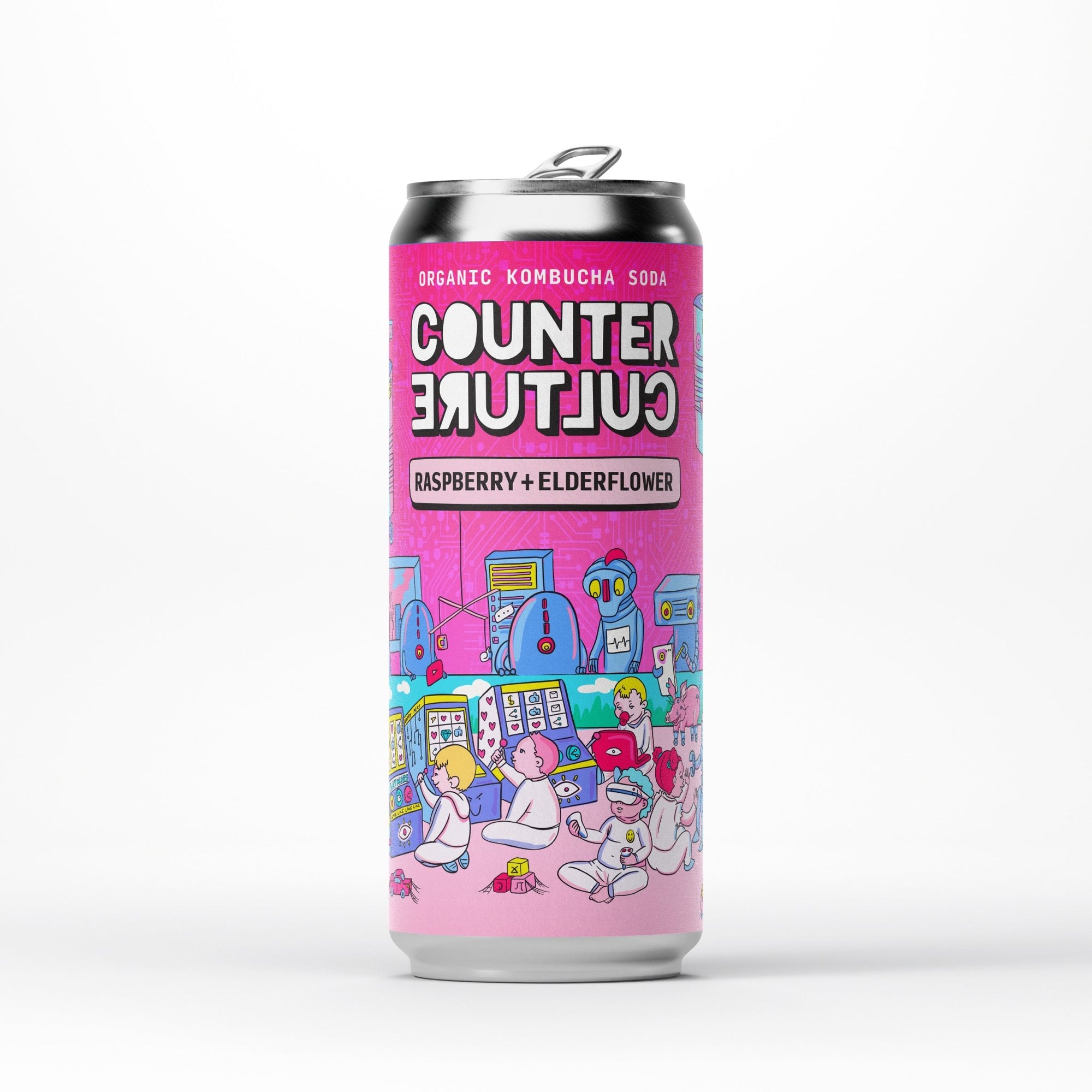 12 x Raspberry + Elderflower Organic Kombucha Soda 330ml