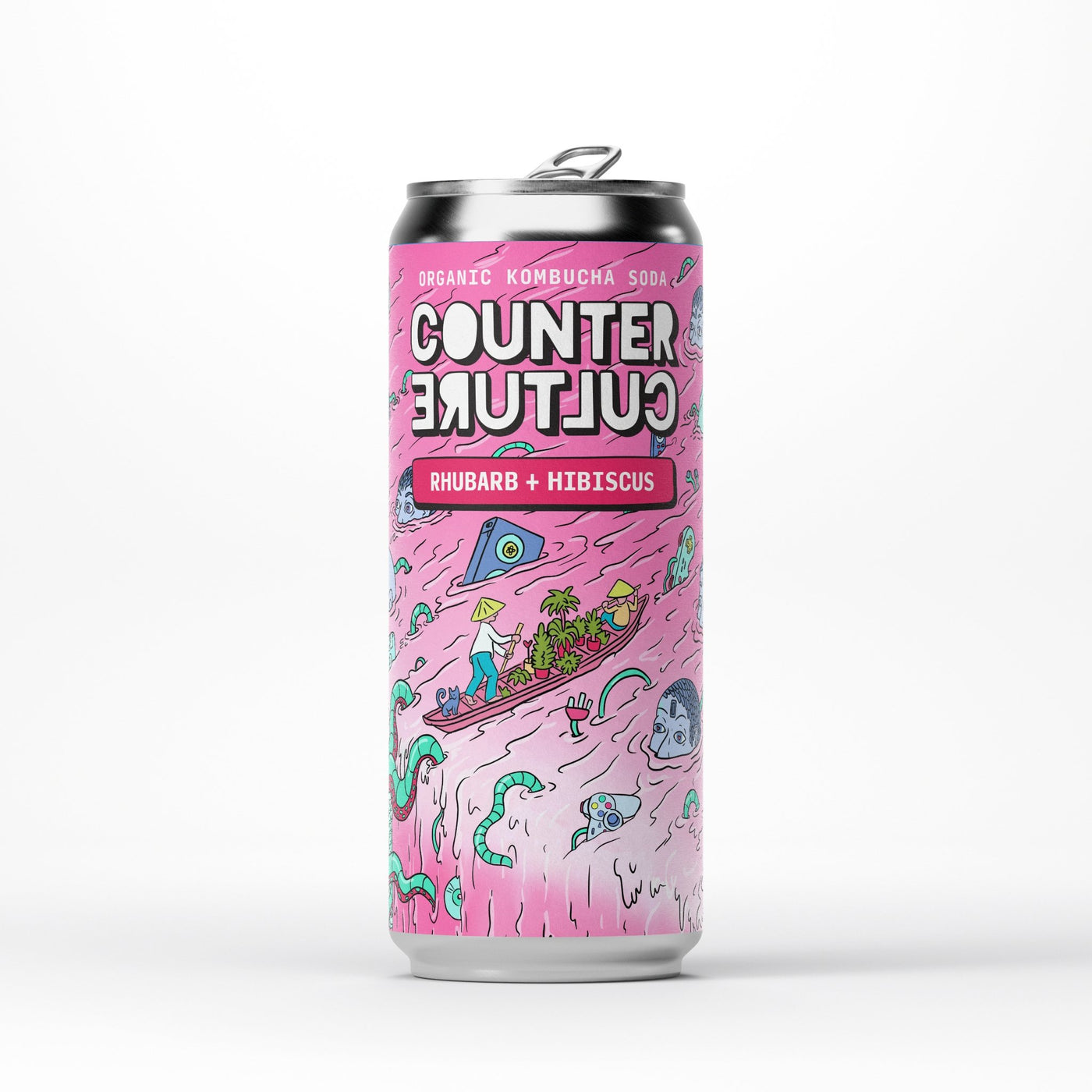 12 x Rhubarb + Hibiscus Organic Kombucha Soda 330ml