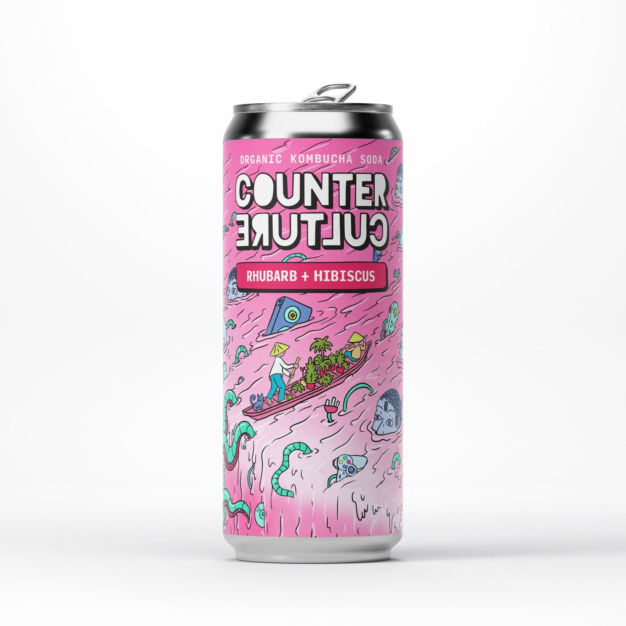 12 x Rhubarb + Hibiscus Organic Kombucha Soda 330ml